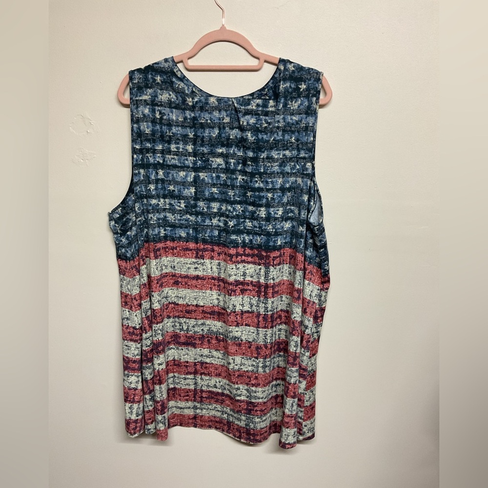 LuLaRoe Patriotic V-Neck Tank Top in Blue and Red - Picture 3 of 3